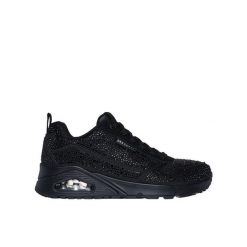 Buty za kostkę sportowe damskie Skechers Uno-World Of Gems. Czarne buty treningowe Skechers, bez wzorów, ze skóry, za kostkę, bez zapięcia. Za 259.00 zł.