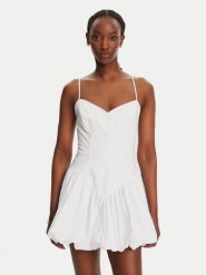 BARDOT Sukienka koktajlowa Lissett Poplin 59794DB Biały Slim Fit. Białe sukienki Bardot, bez wzorów, z bawełny, wizytowe, bez kołnierzyka, bez ramiączek. Za 349.99 zł.