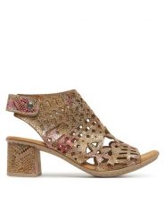 Rieker Sandały 64780-90 Kolorowy. Sandały Rieker, bez wzorów, z syntetyku, bez obcasa, na słupku, bez zapięcia. Za 299.99 zł.