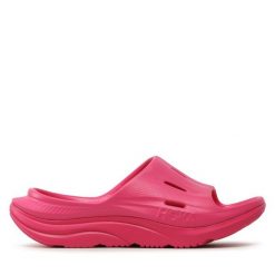 Klapki Hoka. Czerwone klapki HOKA, bez wzorów, sportowe, bez obcasa, bez zapięcia. Za 179.99 zł.