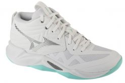 Buty do siatkówki damskie, Wave Momentum Pro Mid. Białe buty treningowe Mizuno, bez wzorów, z materiału, bez zapięcia, do siatkówki, mizuno wave. Za 447.90 zł.