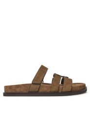Tory Burch Klapki Ines Sport Slide 163481 Brązowy. Brązowe klapki Tory Burch, bez wzorów, ze skóry, sportowe, bez obcasa, bez zapięcia. Za 1,569.00 zł.