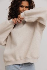 Bluza damska o prostym kroju w kolorze LATTE MELANGE - OHIO-UNI. Brązowe bluzy bez kaptura Marsala, m, bez wzorów, z bawełny, bez kaptura. Za 349.90 zł.