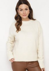 Jasnobeżowy Sweter o Klasycznym Fasonie z Wełną Avartissa. Brązowe swetry Born2be, uniwersalny, z aplikacjami, z wełny, klasyczne, bez ramiączek. W wyprzedaży za 127.49 zł.