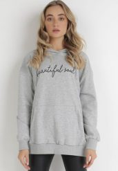 Jasnoszara Bluza Acalelirea. Szare bluzy Born2be, l, bez wzorów, bez kaptura. Za 44.99 zł.