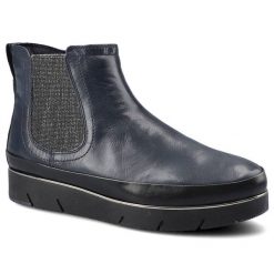 Granatowe Botki Tamaris Damskie Buty Na Platformie. Niebieskie botki Tamaris, bez wzorów, ze skóry, eleganckie, bez obcasa, na platformie, bez zapięcia. Za 269.00 zł.