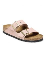Birkenstock Skórzane klapki "Arizona" w kolorze jasnoróżowym rozmiar: 40. Różowe klapki Birkenstock, bez wzorów, ze skóry, klasyczne, z otwartym noskiem, bez obcasa, bez zapięcia. Za 404.10 zł.
