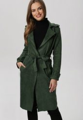 Zielony Płaszcz Viviroe. Zielone płaszcze Born2be, m, bez wzorów, eleganckie, bez kaptura. W wyprzedaży za 144.49 zł.
