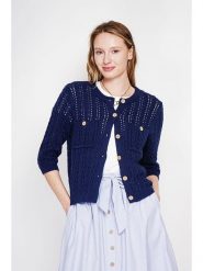 Le Jardin du Lin Kardigan w kolorze granatowym rozmiar: 36. Niebieskie swetry Le jardin du lin, bez wzorów, z bawełny, bez ramiączek. Za 130.99 zł.