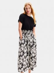Desigual Sukienka letnia Marlon 24SWVW40 Czarny Regular Fit. Czarne sukienki Desigual, s, bez wzorów, z bawełny, bez kołnierzyka, bez ramiączek. Za 539.99 zł.