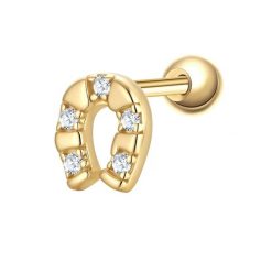 Glanzstücke München Piercing Hufeisen z srebra próby 925 w kolorze zlotym z Zirkonia Kolczyki 1 ct Damski. Żółte kolczyki Glanzstücke München, z cyrkonią, pozłacane. Za 110.49 zł.