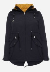 Granatowo-Żółta Przejściowa Kurtka Dwustronna o Kroju Parki z Pikowaniem Wewnątrz Zidelle. Niebieskie kurtki Born2be, l, bez wzorów, z jeansu, sportowe, z kapturem. Za 109.99 zł.