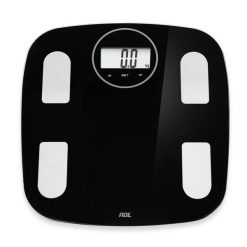 Waga łazienkowa z analizą masy ciała, do 180 kg, 31 x 30 cm, czarna. Czarne wagi łazienkowe ADE. W wyprzedaży za 211.50 zł.