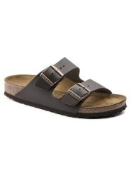 Birkenstock Skórzane klapki "Arizona" w kolorze ciemnobrązowym rozmiar: 46. Brązowe klapki Birkenstock, bez wzorów, klasyczne, bez obcasa, bez zapięcia. Za 409.00 zł.