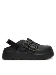 Crocs Sandały Loaferette Clog 214105 Czarny. Czarne sandały Crocs, bez wzorów, z tworzywa sztucznego, bez obcasa, na płaskiej podeszwie, bez zapięcia. Za 319.99 zł.