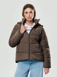 Ocieplana kurtka puffer z kapturem - brązowy. Brązowe kurtki Sinsay, l, bez wzorów, z kapturem. Za 89.99 zł.