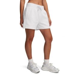 Spodenki Damskie Under Armour Treningowe Sportowe. Szare szorty sportowe Under Armour, bez wzorów, z materiału, na fitness i siłownię. Za 199.70 zł.