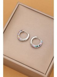 Atelier MIU Posrebrzane kolczyki-kreole z cyrkoniami rozmiar: onesize. Niebieskie kolczyki atelier MIU, z cyrkonią, posrebrzane. Za 39.99 zł.