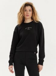 Tommy Jeans Bluza Essential Logo DW0DW18143 Czarny Regular Fit. Czarne bluzy Tommy Jeans, s, bez wzorów, z bawełny, bez kaptura. Za 219.99 zł.