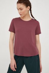 4F t-shirt treningowy kolor bordowy. Fioletowe t-shirty 4f, bez wzorów, ze skóry, bez kołnierzyka, bez ramiączek. W wyprzedaży za 64.99 zł.