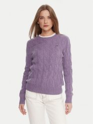 Tommy Hilfiger Sweter WW0WW43586 Fioletowy Regular Fit. Fioletowe swetry Tommy Hilfiger, l, bez wzorów, z wełny, bez ramiączek. Za 649.99 zł.
