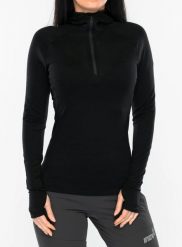 Bluza z zamkiem damska Inov-8 Merino Hoodie HZ. Czarne bluzy Inov-8, xs, bez wzorów, z materiału, bez ramiączek, z kapturem. Za 543.39 zł.