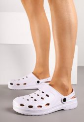 Białe Klapki z Ażurową Cholewką Lumacine. Białe klapki Born2be, w ażurowe wzory, bez obcasa, bez zapięcia. Za 29.99 zł.