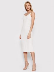 DeeZee Sukienka codzienna Becca HSM017 Biały Slim Fit. Białe sukienki DeeZee, na co dzień, m, bez wzorów, z syntetyku, bez kołnierzyka, bez ramiączek, proste. Za 99.99 zł.