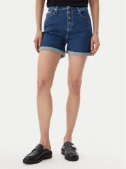 Calvin Klein Jeans Szorty jeansowe J20J225512 Granatowy Mom Fit. Niebieskie szorty Calvin Klein Jeans, bez wzorów, z bawełny. Za 219.99 zł.