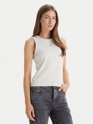 Calvin Klein Jeans Top LV047C201G Beżowy Slim Fit. Brązowe topy Calvin Klein Jeans, xs, bez wzorów, z bawełny, bez kołnierzyka, bez ramiączek. Za 129.99 zł.
