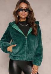 Ciemnozielona Kurtka Futerko Teddy Oversize Fofana. Zielone kurtki Renee, l, bez wzorów, z futra. W wyprzedaży za 83.99 zł.