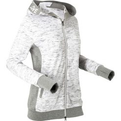 Lekka bluza rozpinana z elastycznymi wstawkami, długi rękaw bonprix biało-szary melanż. Bluzy marki KALENJI. Za 79.99 zł.