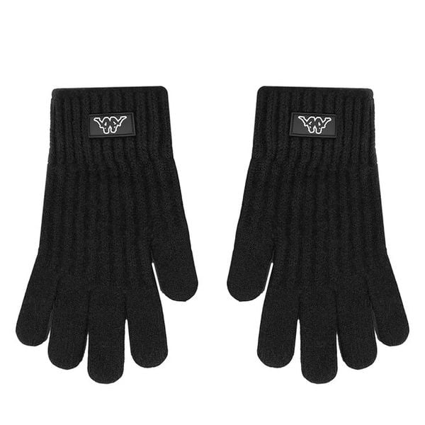 Rękawiczki Kappa. Czarne rękawiczki Kappa, bez wzorów, z dzianiny. Za 39.99 zł.
