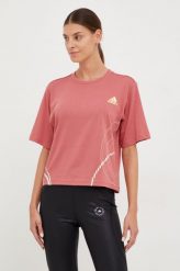 Adidas Performance t-shirt treningowy kolor różowy. Czerwone t-shirty adidas Performance, m, bez wzorów, z bawełny, bez kołnierzyka, bez ramiączek. W wyprzedaży za 104.99 zł.