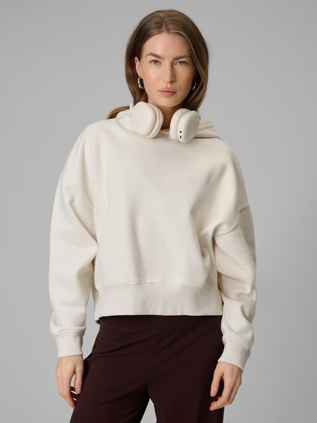 4F Bluza dresowa regular z kapturem damska - biała M. Białe bluzy 4f, m, bez wzorów, z dresówki, z kapturem. Za 159.99 zł.