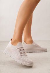 Beżowe Sznurowane Buty Sportowe Sneakersy z Siateczki Caeolea. Brązowe buty sportowe lifestyle Born2be, bez wzorów, z jeansu, sportowe, bez zapięcia. Za 59.99 zł.