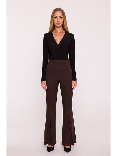 Made of emotion Spodnie w kolorze brązowym rozmiar: XL. Brązowe spodnie materiałowe Made Of Emotion, bez wzorów, z materiału, z podwyższonym stanem. Za 184.99 zł.