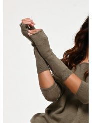 AUTHENTIC CASHMERE Kaszmirowe mitenki "Serre" w kolorze khaki rozmiar: onesize. Brązowe rękawiczki AUTHENTIC CASHMERE, bez wzorów, z kaszmiru. Za 121.99 zł.