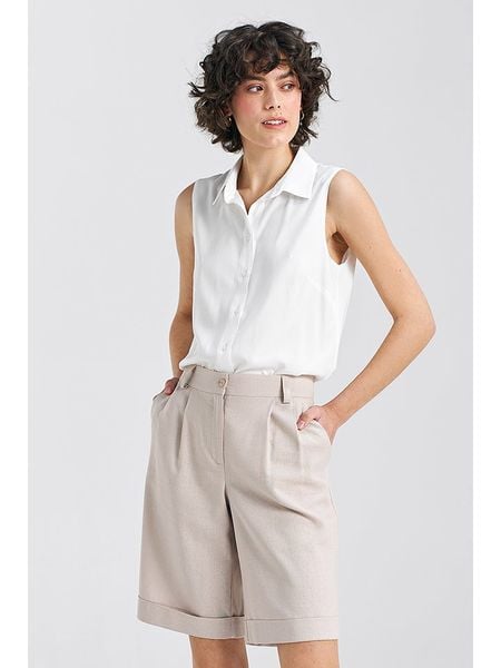 Nife Bluzka w kolorze białym rozmiar: 36. Białe bluzki Nife, bez wzorów, z wiskozy, bez kołnierzyka, bez ramiączek. Za 140.45 zł.