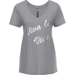 T-shirt bonprix szary - srebrny metaliczny z nadrukiem. T-shirty marki 4f. Za 24.99 zł.