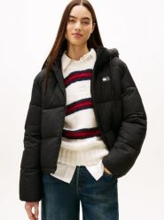 Tommy Jeans kurtka pikowana Kobiety czarny, L. Czarne kurtki Tommy Jeans, na zimę, l, bez wzorów, z jeansu, bez kaptura. Za 599.95 zł.