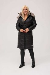 Pikowany ocieplony czarny płaszcz / kurtka Vanessa XXL OVERSIZE JESIEŃ ZIMA. Czarne kurtki Moda Size Plus Iwanek, na jesień, s, bez wzorów, z poliesteru, eleganckie, bez kaptura. W wyprzedaży za 299.90 zł.