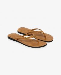 Superdry Damskie japonki plecione z ekoskóry – Argan Oil Brown. Brązowe japonki Superdry, bez wzorów, klasyczne. Za 129.40 zł.