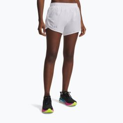 Spodenki do biegania damskie Under Armour Fly By 3". Białe szorty Under Armour, bez wzorów, sportowe. Za 149.99 zł.