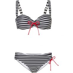Bikini na fiszbinach bonprix czarno-biały w paski. Bikini marki bonprix. Za 89.99 zł.