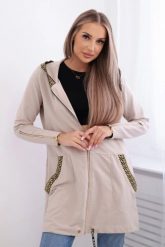 Bluza z ozdobną taśmą beżowa. Brązowe bluzy KESI, l, bez wzorów, z bawełny, bez ramiączek, z kapturem. Za 263.47 zł.