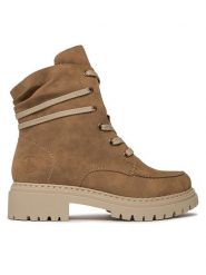 Rieker Botki 72605-64 Brązowy. Brązowe botki Rieker, bez wzorów, ze skóry, bez obcasa, na płaskiej podeszwie, bez zapięcia. Za 199.99 zł.
