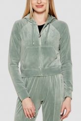 JUICY COUTURE Zielona damska bluza damska Madison Hoodie, Rozmiar S. Zielone bluzy Juicy Couture, s, bez wzorów, z materiału, klasyczne, bez ramiączek, z kapturem. Za 459.99 zł.