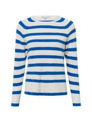 Marie Lund Marie Lund - sweter z dzianiny Kobiety Bawełna biały|niebieski, XXL. Białe swetry Marie Lund, xxl, bez wzorów, z bawełny, bez ramiączek. Za 169.95 zł.
