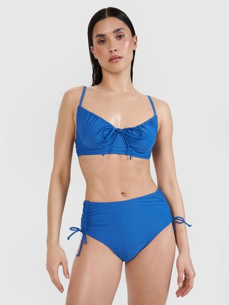 4F Góra od bikini damska - niebieska XL. Niebieskie bikini 4f, bez wzorów, z elastanu, eleganckie. W wyprzedaży za 39.99 zł.